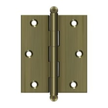 3" x 2-1/2" Solid Brass Cabinet Hinge with Ball Tip Finials