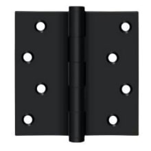 4" x 4" Solid Brass Square Corner Plain Bearing Full Mortise Hinge with Zig Zag Hole Pattern - Pair