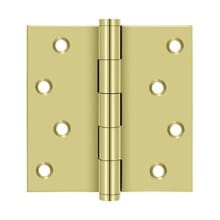 4" x 4" Solid Brass Square Corner Plain Bearing Full Mortise Hinge with Zig Zag Hole Pattern - Pair