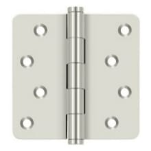 4" x 4" Solid Brass 1/4" Radius Corner Plain Bearing Full Mortise Hinge with Zig Zag Hole Pattern - Pair