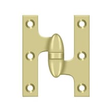 3" x 2-1/2" Solid Brass Right Hand Olive Knuckle Hinge with Ball Bearing