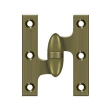 3" x 2-1/2" Solid Brass Left Hand Olive Knuckle Hinge with Ball Bearing