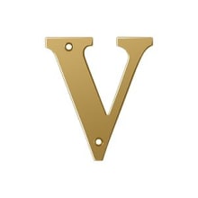 4" Solid Brass Traditional House Letter V