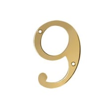 4" Solid Brass Traditional House Number - #9