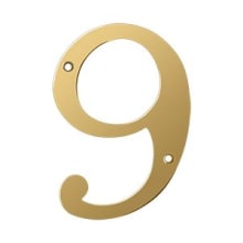 6" Solid Brass Traditional House Number - #9
