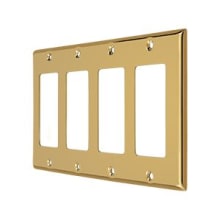 8-1/8" x 4-5/8" Solid Brass 4 Rocker Switch Plate Cover