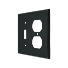 Modern Architectural 2 Gang Wall Switch Plate - 1 Duplex Outlet and 1 Single Toggle