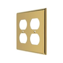 Solid Brass 4-1/2" x 4-1/2" 2 Gang Double Duplex Quadruple Outlet Plate Cover