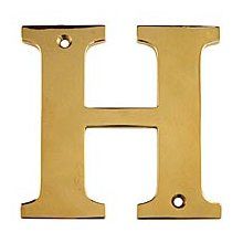 4" Solid Brass Traditional Bold House Letter - H