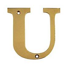 4" Solid Brass Traditional House Letter U