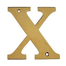 4" Solid Brass Traditional Block House Letter - X