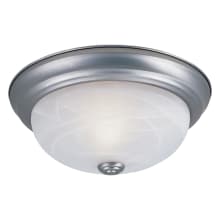 2 Light 11.25" Flush Mount with Alabaster Glass Shade