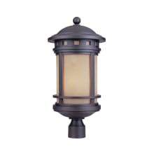 3 Light 11" Cast Aluminum Post Lantern from the Sedona Collection With Amber Shade