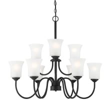 Bronson 9 Light 30" Wide Chandelier with Frosted Glass Shades