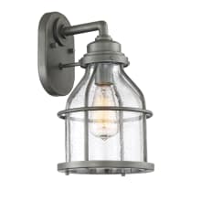 Brensten Single Light 13-3/4" Tall Outdoor Wall Sconce with a Seedy Glass Shade