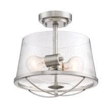 Darby 2 Light 12" Wide Semi-Flush Bowl Ceiling Fixture with a Seedy Glass Shade