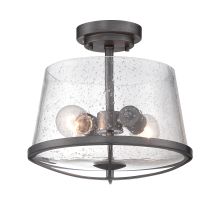 Darby 2 Light 12" Wide Semi-Flush Bowl Ceiling Fixture with a Seedy Glass Shade