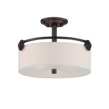 Gramercy Park 3 Light Semi-Flush Mount Ceiling Fixture with Blown Hammered Glass Shade