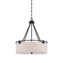 Gramercy Park 3 Light Pendant with Blown Hammered Glass Shades