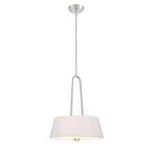 Studio 15" Wide 2 Light Pendant with Off White Fabric Shade