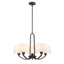 Studio 26" Wide 5 Light Chandelier with Off White Fabric Shade