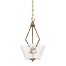 Montelena 13" Wide 3 Light Pendant with Clear Ribbed Glass