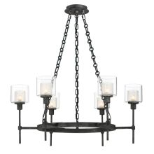 Cazadero 6 Light 28" Wide Single Tier Shaded Chandelier with Water Glass Shades