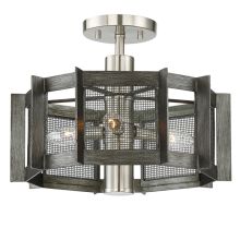 Baxter 3 Light 16" Wide Semi-Flush Ceiling Fixture with Black Mesh Shade