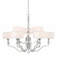 Evi 9 Light 35" Wide 2 Tier Shaded Chandelier with Crystal Accents