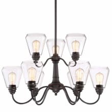Foundry 9 Light 31" Wide 2 Tier Shaded Chandelier