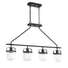 Jaxon 4 Light 36" Wide Linear Chandelier with Glass Shades