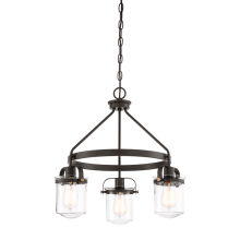 Jaxon 3 Light 21" Wide Chandelier with Glass Shades