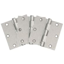 3-1/2" x 3-1/2" Square Plain Bearing Mortise Hinge - Pack of Three Hinges