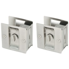 2-3/4 Inch x 2-1/2 Inch Brass Privacy Pocket Door Lock - 2 Pack