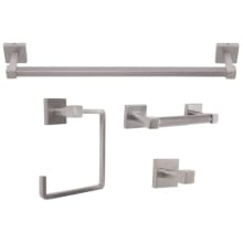 Karsen Bathroom Accessory Set with 24" Center to Center Towel Bar, Towel Ring, Toilet Paper Holder, and Robe Hook