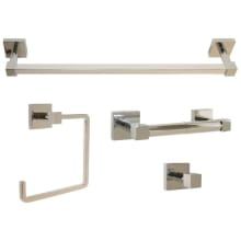 Karsen Bathroom Accessory Set with 24" Center to Center Towel Bar, Towel Ring, Toilet Paper Holder, and Robe Hook