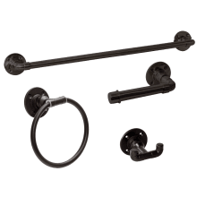 Kimball Bathroom Accessory Set with 24" Center to Center Towel Bar, Towel Ring, Toilet Paper Holder, and Robe Hook