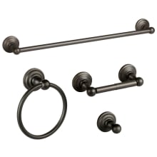 Calisto Bathroom Accessory Set with 24" Center to Center Towel Bar, Towel Ring, Toilet Paper Holder, and Robe Hook