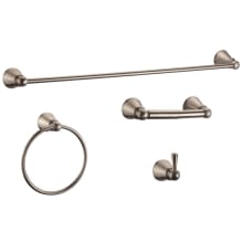 Kassel Bathroom Accessory Set with 24" Center to Center Towel Bar, Towel Ring, Toilet Paper Holder, and Robe Hook