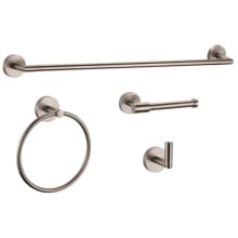 Graz Bathroom Accessory Set with 24" Center to Center Towel Bar, Towel Ring, Toilet Paper Holder, and Robe Hook