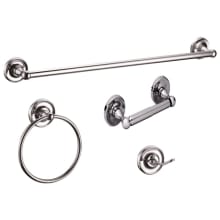 San Martin Bathroom Accessory Set with 24" Center to Center Towel Bar, Towel Ring, Toilet Paper Holder, and Robe Hook