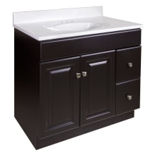 Wyndham 37" Free Standing Single Basin Vanity Set with Cabinet and Cultured Marble Vanity Top