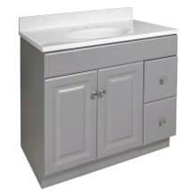 Wyndham 37" Free Standing Single Basin Vanity Set with Cabinet and Cultured Marble Vanity Top