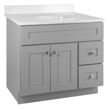 Brookings 37" Free Standing Single Basin Vanity Set with Cabinet and Cultured Marble Vanity Top