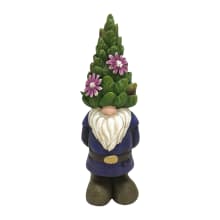 12-1/8 Inch Tall Garden Gnome with Topiary Hat Lawn Decoration