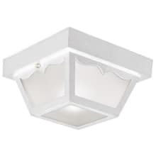 2 Light 11" Wide Flush Mount Square Outdoor Ceiling Fixture with Frosted Glass Shade