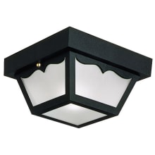 2 Light 11" Wide Flush Mount Square Outdoor Ceiling Fixture with Frosted Glass