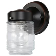 Jelly Jar 8" Tall Outdoor Wall Sconce with Ribbed Glass Shade - 60W