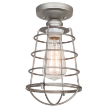 Ajax 6" Wide Semi-Flush Ceiling Fixture with Metal Cage