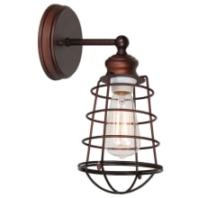 Ajax 13" Tall Bathroom Sconce with Textured Steel Cage